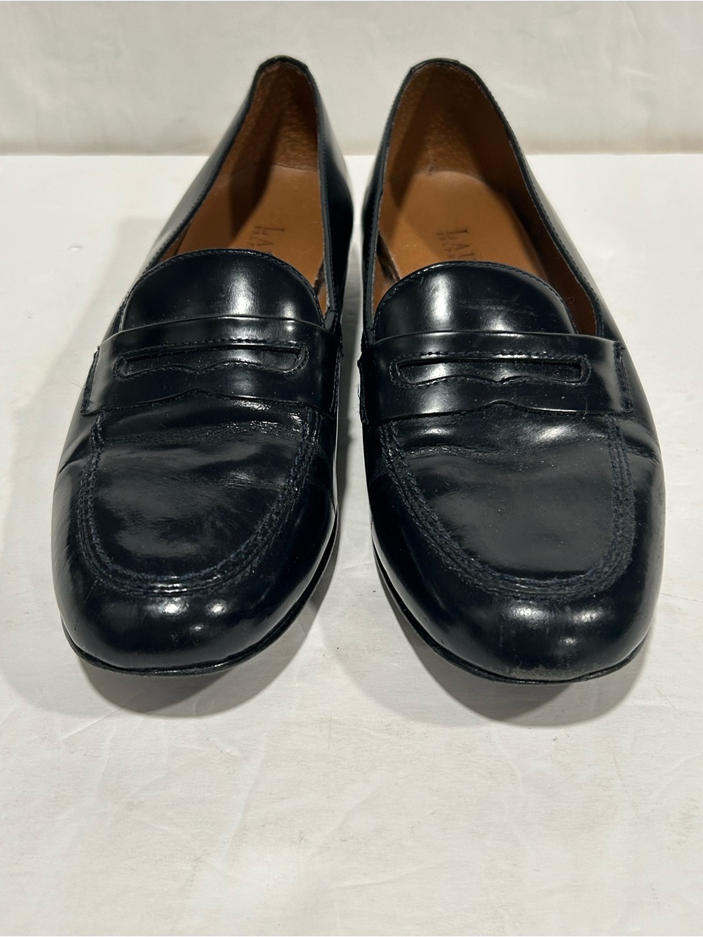 Lauren Ralph Lauren Black Leather Penny Loafers Made in Brazil Size 6.5 Vintage - Picture 2 of 12